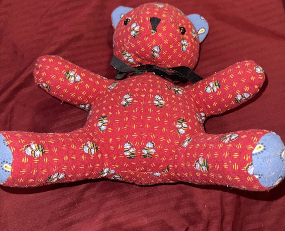 Vera Bradley Teddy Bear Provincial Red Plush Stuffed Toy Collectible 10"